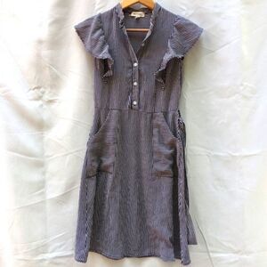 Monteau sun dress mini striped navy and white xs